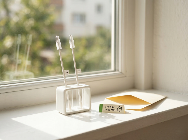 Sušení odběrových kartáčků na vzduchu před vložením do obálky